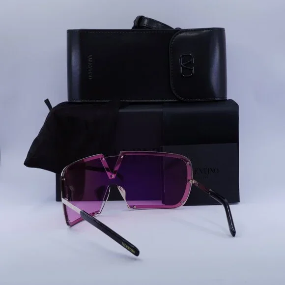 Valentino V-ROMASK VLS-120C Shield Sunglasses - White Gold/Pink Lens AR - Picture 8 of 8